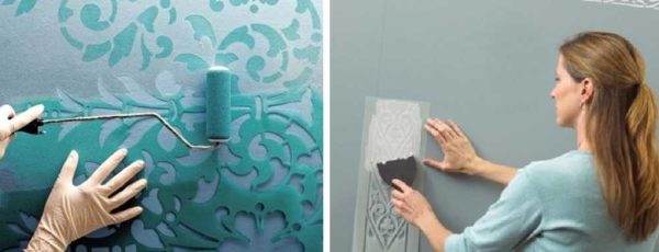 La peinture au pochoir peut être appliquée avec un pinceau, un rouleau ou une éponge