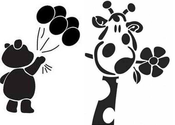 Animaux stylisés et personnages de dessins animés - pochoirs pour murs à peindre dans les pépinières