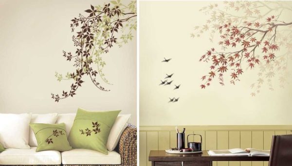 Idées intéressantes: peignez le pochoir avec les mêmes couleurs que celles à l'intérieur ou appliquez même des éléments à d'autres éléments de décoration