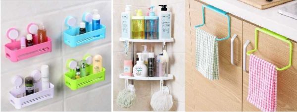 Il existe des paniers, des étagères et des supports en plastique peu coûteux mais pas très élégants