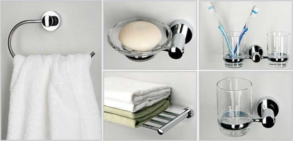 Accessoires de salle de bain et de toilette placés près du lavabo