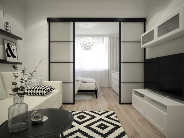 Pour un petit salon d'une chambre, vous devez tout penser dans les moindres détails