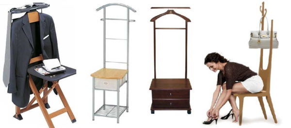 Cintre au sol avec chaise et table de chevet - pour une utilisation complète de l'espace du couloir