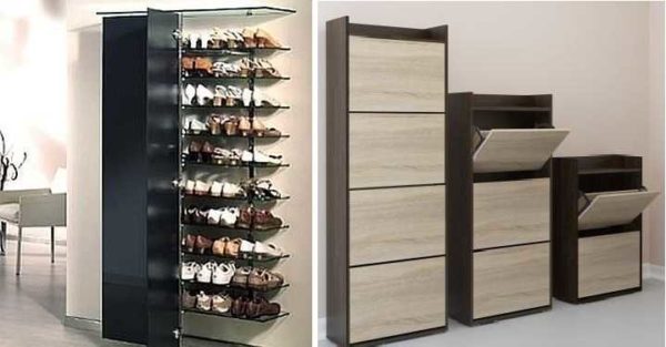 Le porte-chaussures de couloir peut être ouvert ou fermé