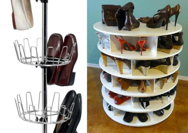 Un étagère à chaussures pivotante - une bonne idée pour une utilisation optimale de l'espace