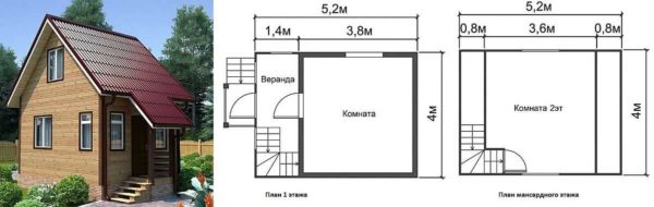 Petite maison de campagne 5 * 4 pour deux salons avec un grenier