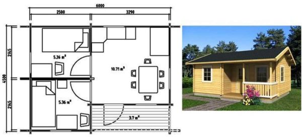 Petite maison de campagne 6 * 4.5 avec une véranda
