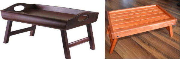 Un plateau avec des pieds est un autre nom pour une table de lit de service