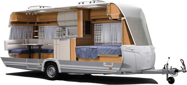 Mobil-home dans une roulotte - section et un des aménagements possibles