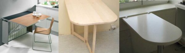 Table pliante pour une petite cuisine - options miniatures
