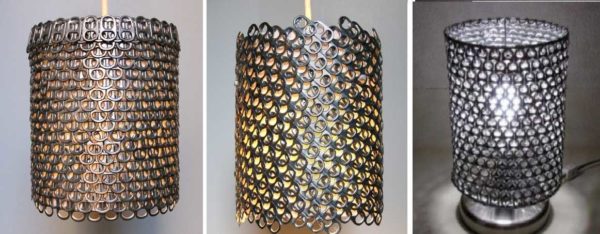 Vous ne le direz pas dans la vie, mais ces abat-jours sont faits de crochets utilisés pour ouvrir des boîtes métalliques pour les boissons et les conserves ... si vous les peignez, ce sera encore plus intéressant