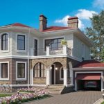 Ce projet de maison de style européen diffère par le matériau: le premier étage est en brique sans finition, le deuxième étage est fini avec une planche ou un parement