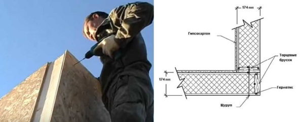 Nous fixons le coin des panneaux sandwich