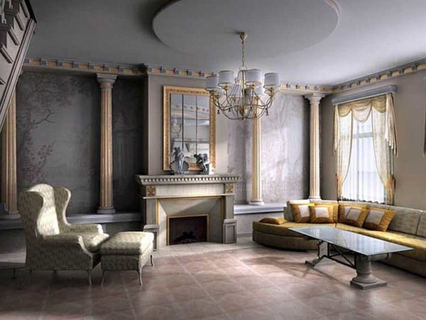 Colonnes, corniche et peinture sur les murs - classiques du genre