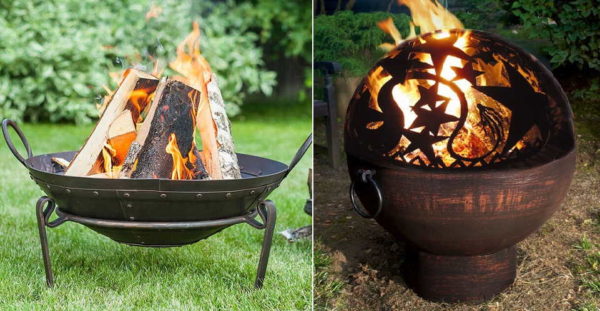 Un bol en métal est un moyen rapide de décorer un site de feu de camp