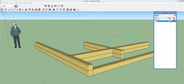 Dans le programme ScratchUp, vous pouvez également modéliser une maison en bois ou en rondins, mais tout doit être fait manuellement