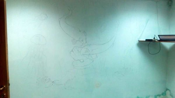 Voici un dessin sur un thème marin pour la première réalisation d'un bas-relief