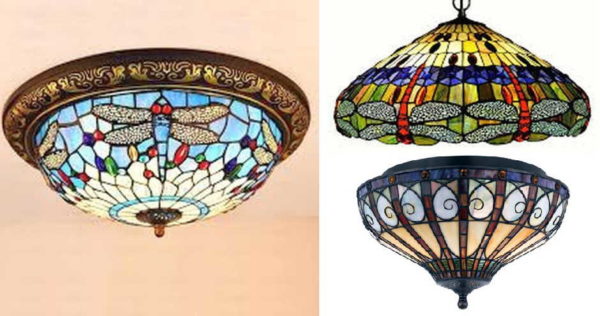 Il existe également des lampes très intéressantes fabriquées dans l'une des techniques du vitrail