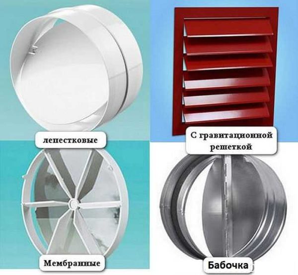 Types d'amortisseurs sur le clapet anti-retour pour la ventilation