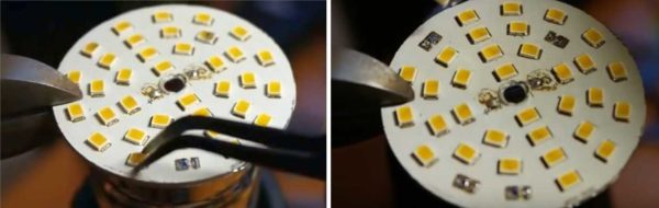 Soudure des LED endommagées