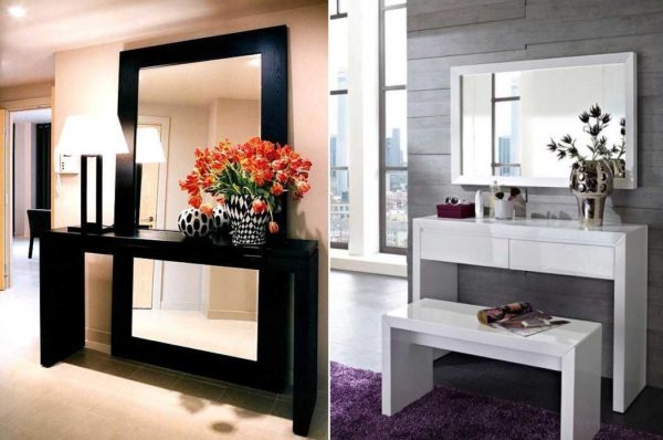 Si vous avez l'habitude de peindre debout ou si vous ne passez pas beaucoup de temps, vous pouvez mettre une table de maquillage dans le couloir