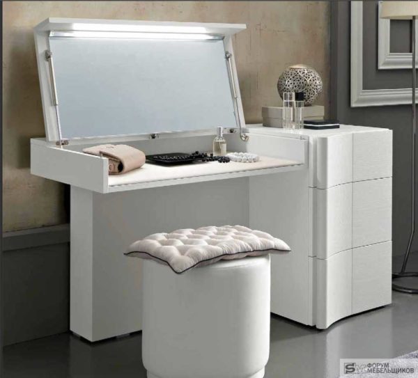 Coiffeuse convertible avec miroir éclairé: mécanisme de levage pour couvercle - monte-meubles