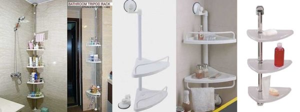 Étagères de salle de bain d'angle sur un bar