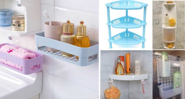 Les étagères de salle de bain en plastique peuvent être de différentes formes et méthodes d'installation