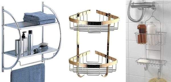 Étagères métalliques de salle de bain