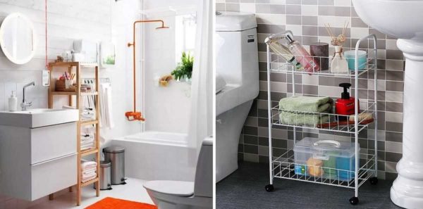 Étagères de plancher de salle de bain: tout le monde ne peut pas trouver un endroit pour installer