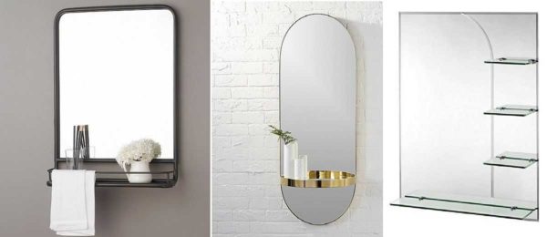 Options pour les étagères de miroir sans cadre dans la salle de bain