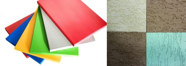L'ardoise plate peinte en usine peut être brillante ou mate. Pour la finition des façades, ils ont commencé à faire une couche de plâtre texturé