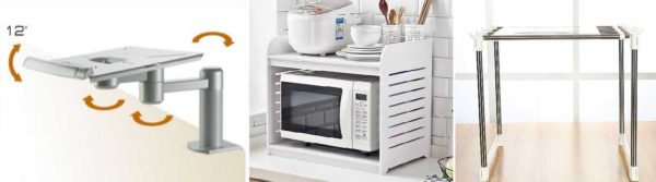 Supports de table à micro-ondes - pour une utilisation plus efficace de l'espace