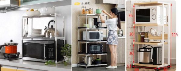 Rayonnages ou étagères - s'il y a de la place dans la cuisine
