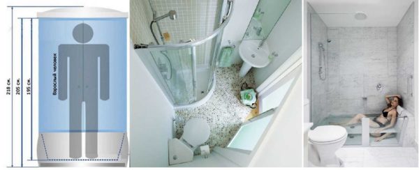 La taille de la salle de douche dans la maison est déterminée par la disponibilité de l'espace libre