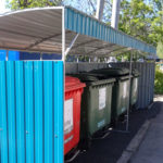 zone de collecte séparée des déchets pour 4 conteneurs
